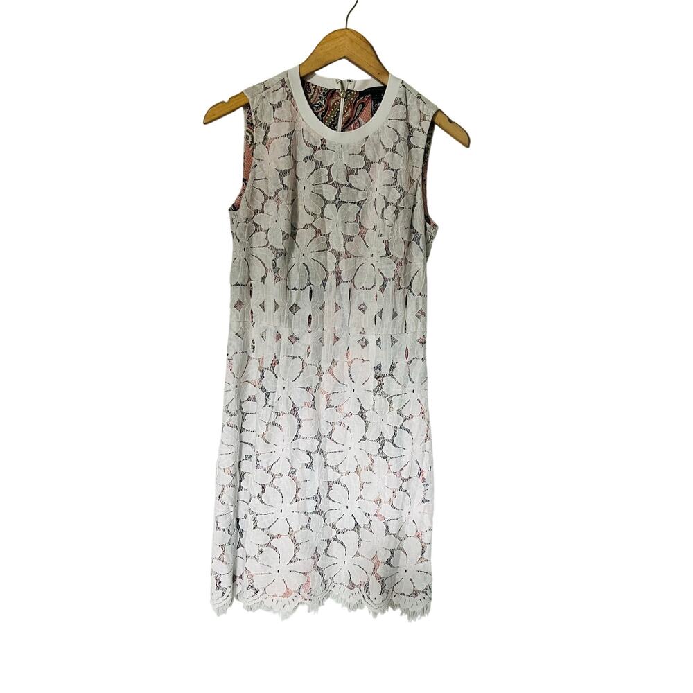 Tommy Hilfiger Lace Paisley Lined Sleeveless Dress Size 4 Cream